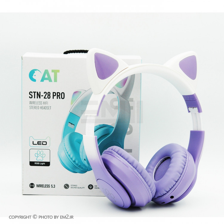 هدفون بلوتوثی مدل STN-28 Pro طرح Cat Ear 2023