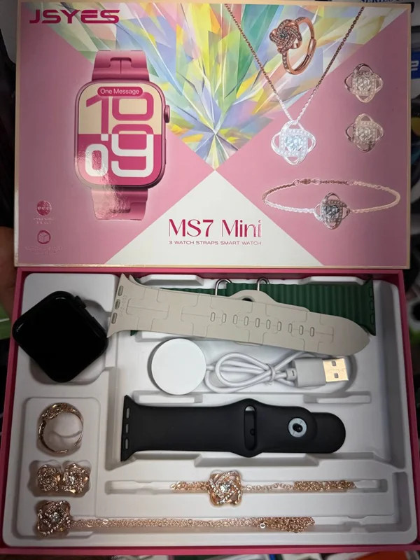 ساعت هوشمند مدل JSYES MS7 MINI به همراه ست بدلیجات و 3 عدد بند