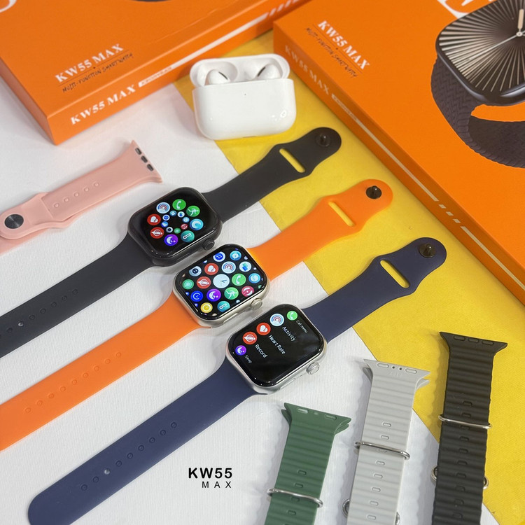 ساعت هوشمند KEQIWEAR مدل KW55 MAX به همراه ایرپاد و 7 عدد بند