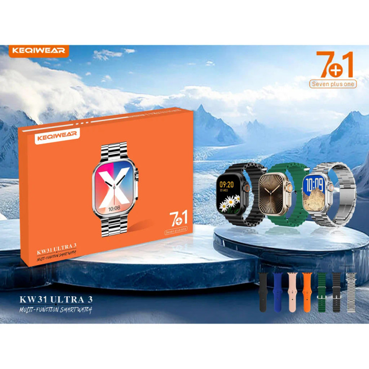 ساعت هوشمند KEQIWEAR مدل KW31 ULTRA3 به همراه 7عدد بند