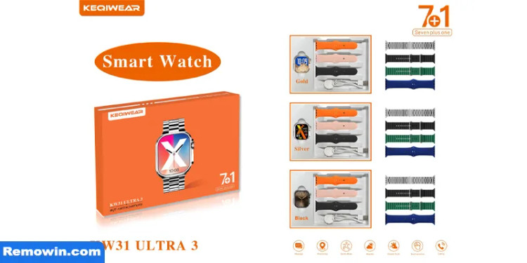 ساعت هوشمند KEQIWEAR مدل KW31 ULTRA3 به همراه 7عدد بند