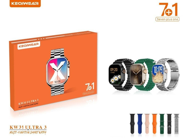 ساعت هوشمند KEQIWEAR مدل KW31 ULTRA3 به همراه 7عدد بند