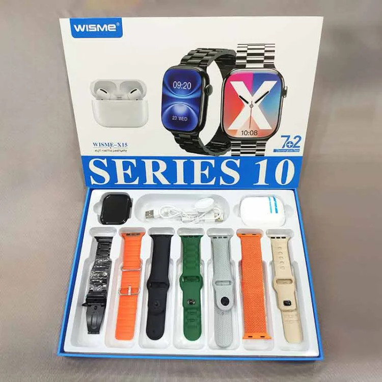 ساعت هوشمند ویسمی مدل WISME-X15 به همراه ایرپاد و 7 عدد بند
