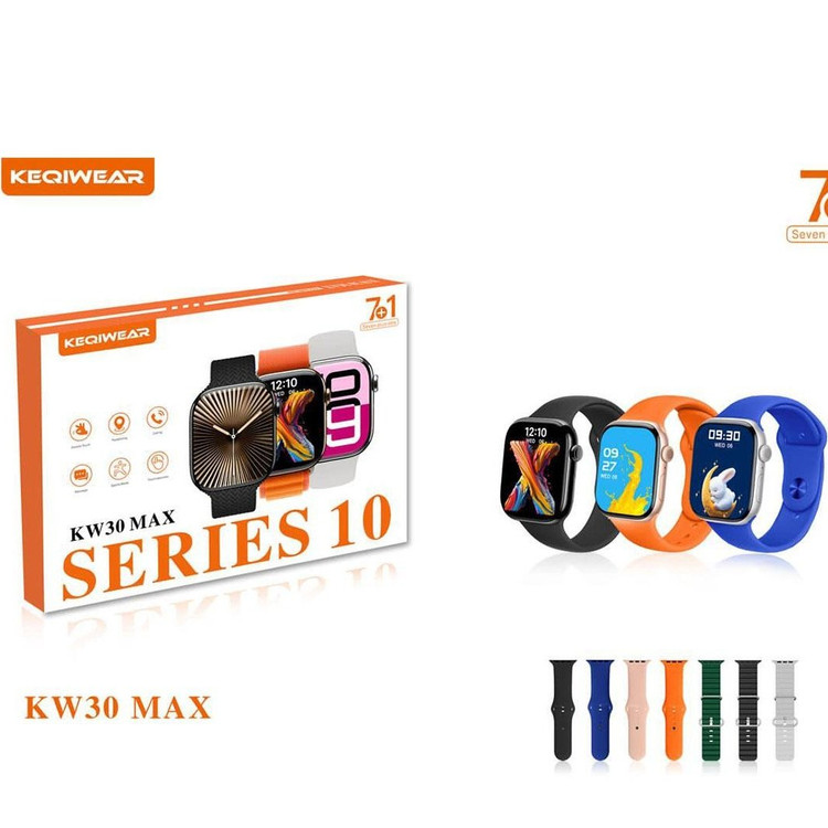 ساعت هوشمند KEQIWEAR مدل KW30 MAX به همراه 7 عدد بند