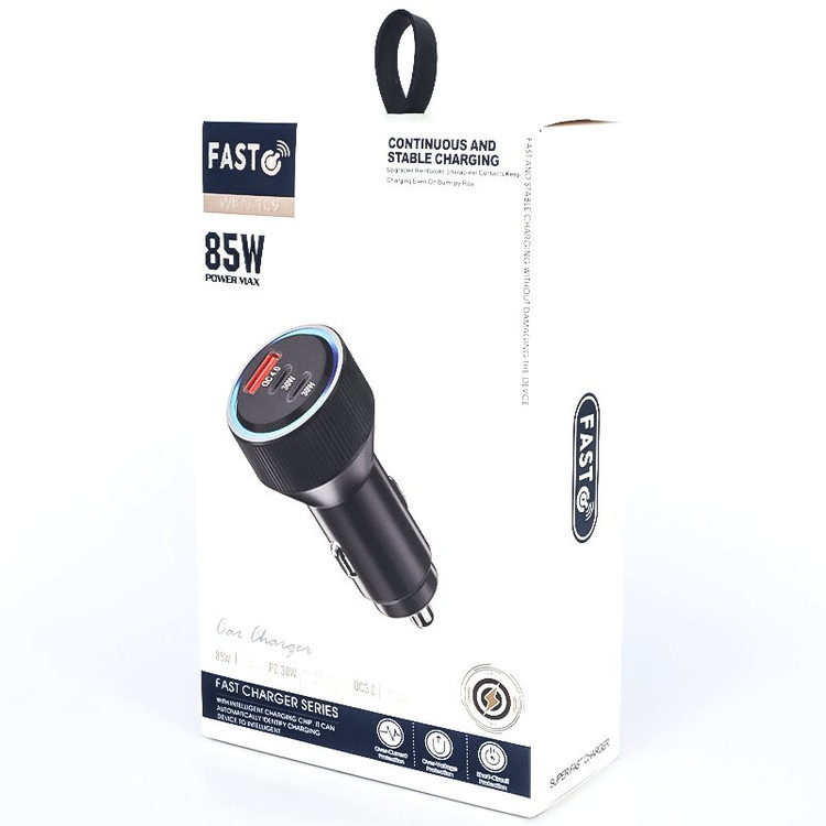 شارژر فندکی 3 پورت 85 وات فست شارژ WKN-109 85W